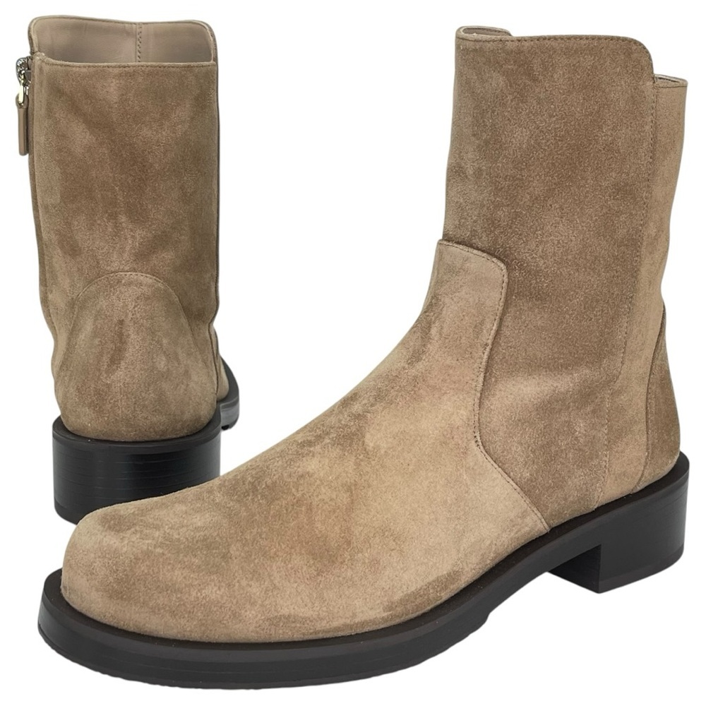 Stuart Weitzman 5050 Bold Zip Khaki Leather Womens Ankle Boots Size 9M - Picture 11 of 14